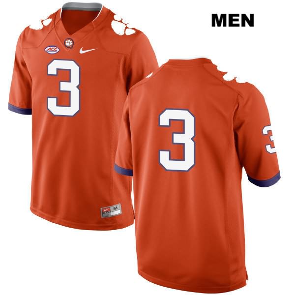 Men's Clemson Tigers #3 Xavier Thomas Stitched Orange Authentic Style 2 Nike No Name NCAA College Football Jersey ACV3346II